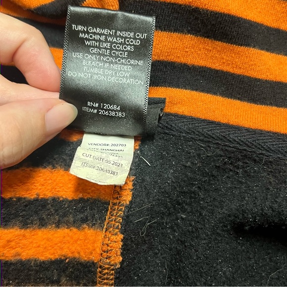 Skelanimals Diego Color Blocked Orange and Black Striped Hoodie - Picture 8 of 9